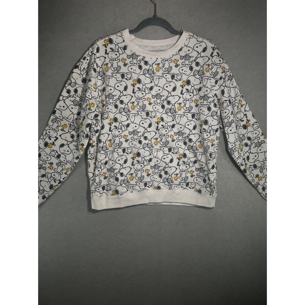 Peanuts Snoopy Woodstock All Over Print Sweatshirt White Large 2021 RN117508